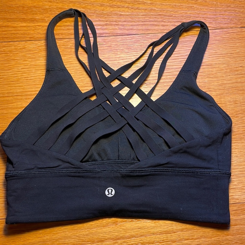 Lululemon Sports Bra Woven Ribbon Strap Back Black